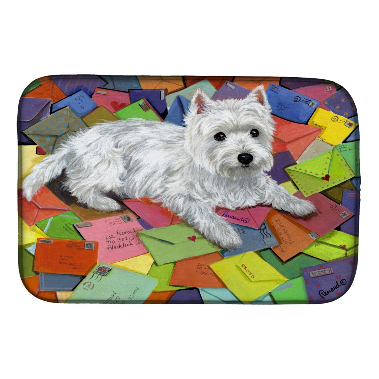 Caroline's Treasures Absorbent Dish Drying Mat for Kitchen Counter Westie  Zoe's Mail Dish Drying Mat PPP3289DDM